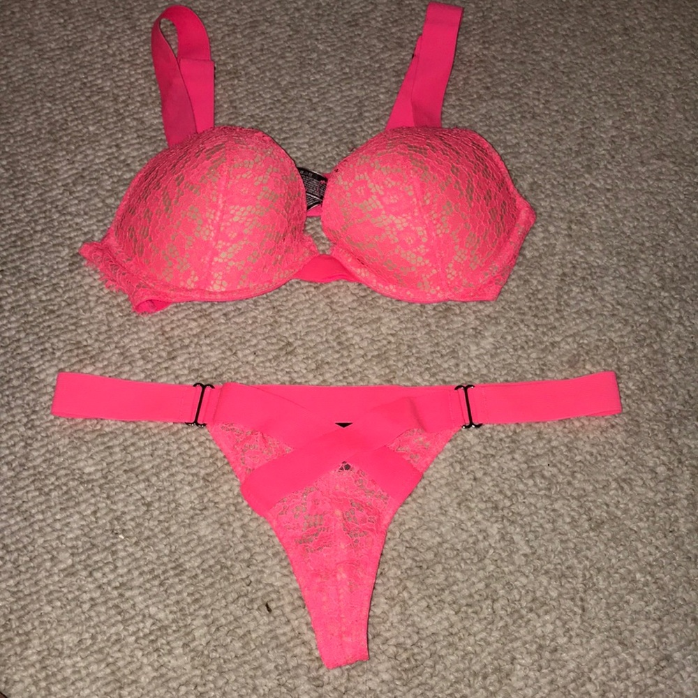 Hot pink bra and panties set
